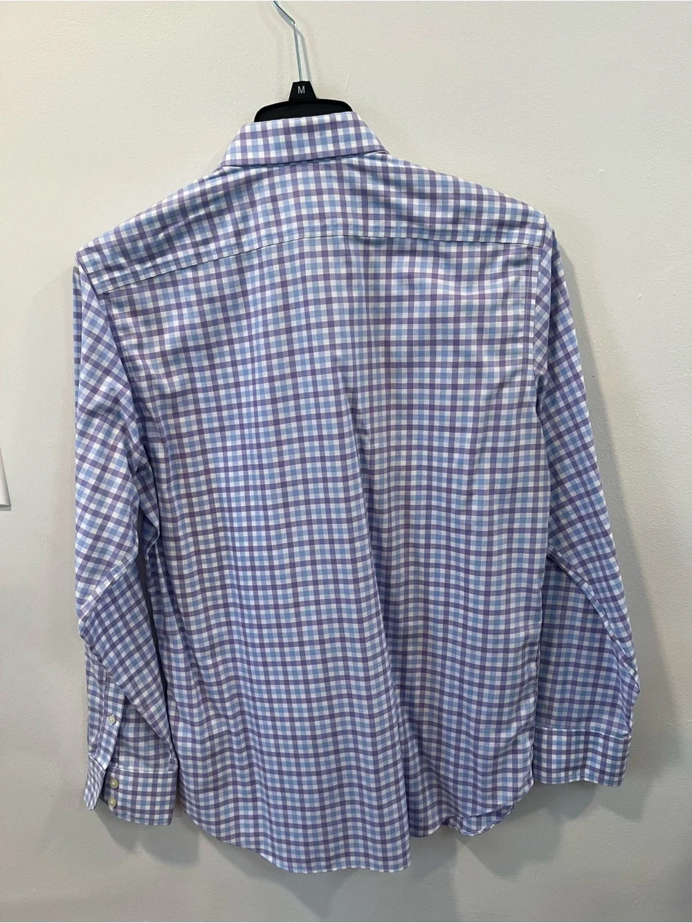 Banana Republic Non-Iron Slim Fit Dress Shirt Purple Blue Gingham Plaid Medium